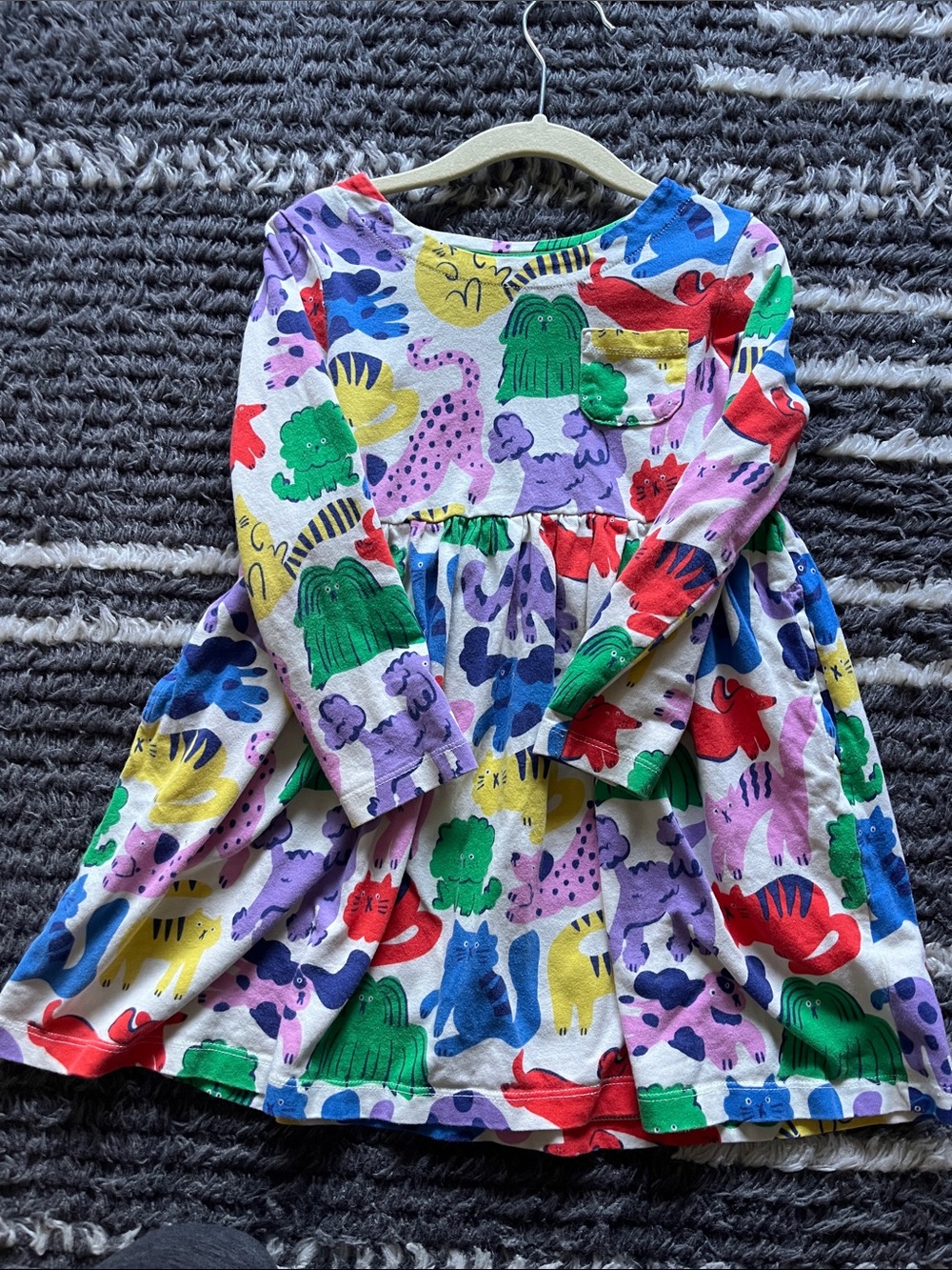 Mini Boden Multi-Color Animal Print Long Sleeve Dress